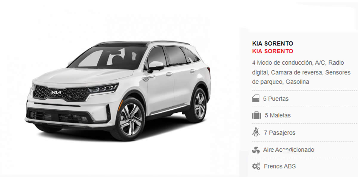 joel-car-rental-kia-sorento-alquiler